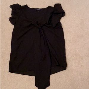 Eclair flutter sleeve blouse with neck tie